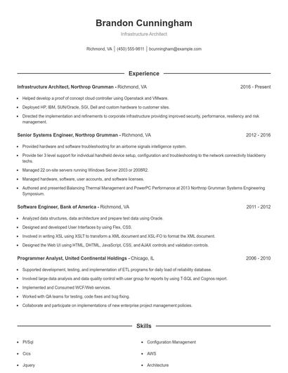 Infrastructure Architect Resume