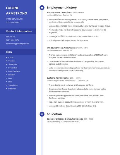 Infrastructure Consultant Resume