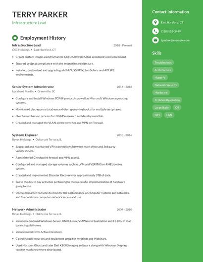 Infrastructure Lead Resume