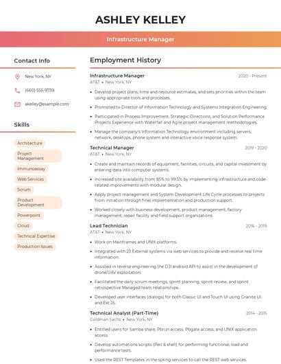 Infrastructure Manager Resume