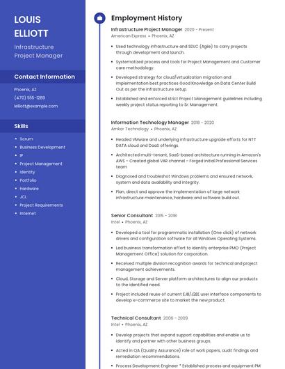 Infrastructure Project Manager Resume