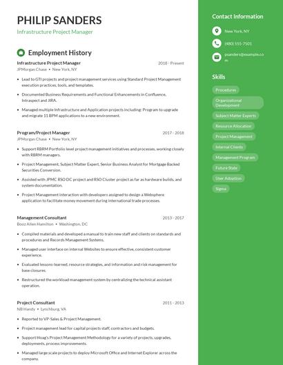Infrastructure Project Manager Resume