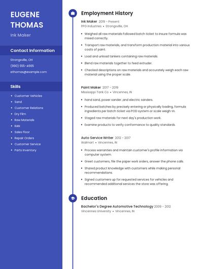 Ink Maker Resume
