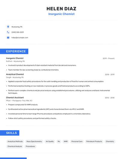 Inorganic Chemist Resume