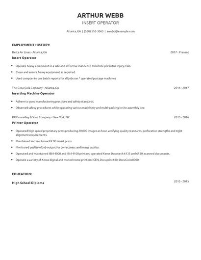 Insert Operator Resume