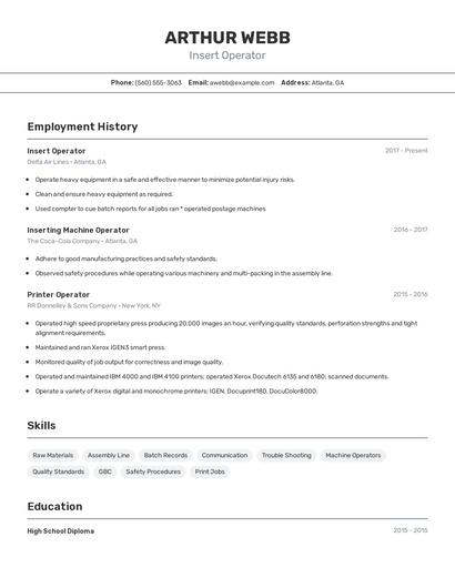 Insert Operator Resume