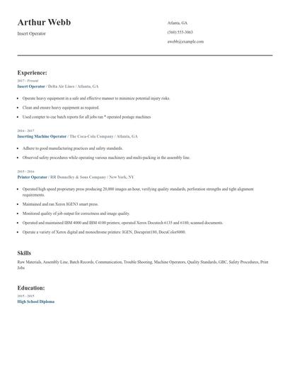 Insert Operator Resume