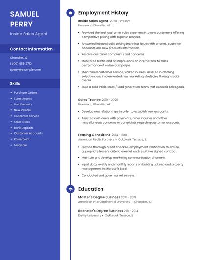 Inside Sales Agent Resume