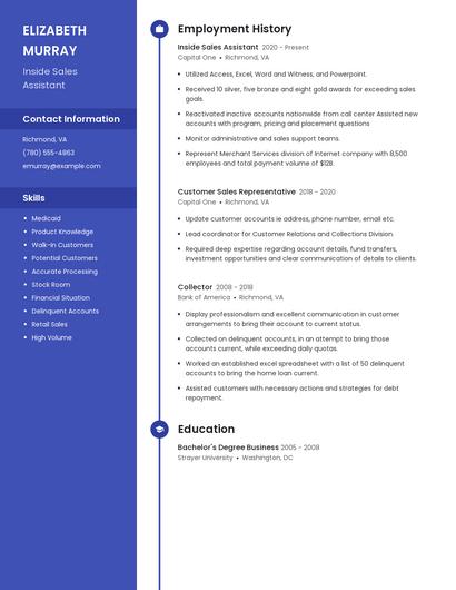 Inside Sales Assistant Resume