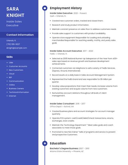 Inside Sales Executive Resume