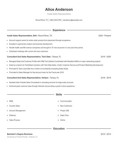 Resume example 1