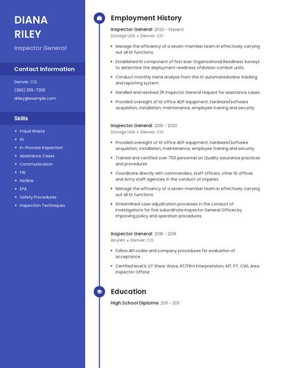 Inspector General Resume