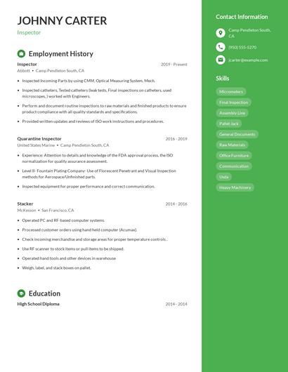 Inspector Resume