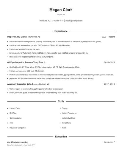 Resume example 1