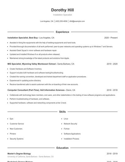 Resume example 1
