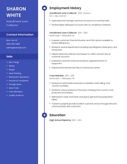 Installment Loan Collector Resume