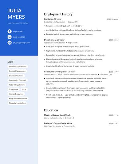Institution Director Resume