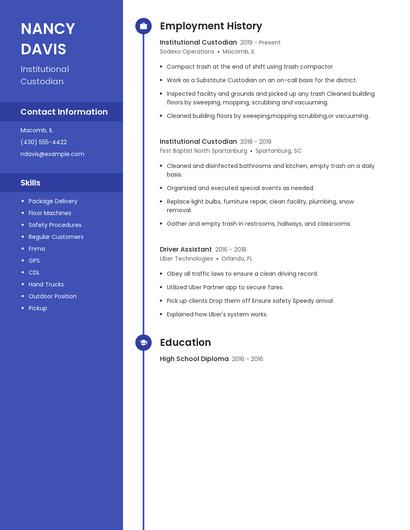 Institutional Custodian Resume