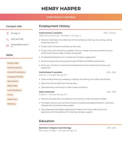 Institutional Custodian Resume