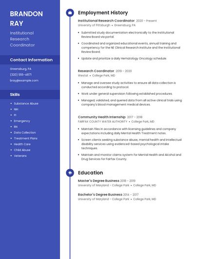 Institutional Research Coordinator Resume