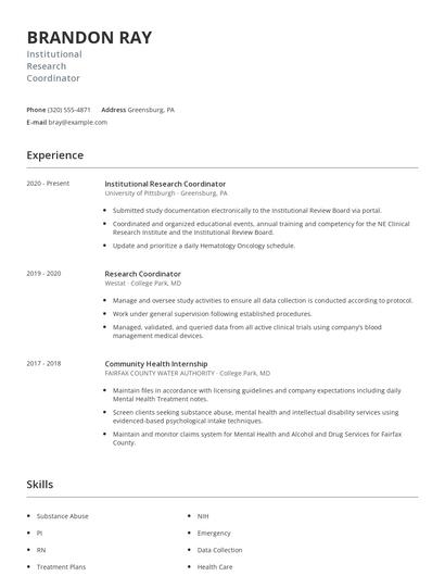 Institutional Research Coordinator Resume