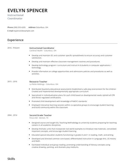 Instructional Coordinator Resume