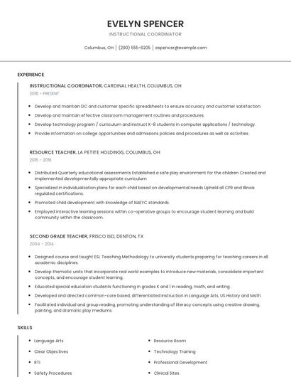 Instructional Coordinator Resume
