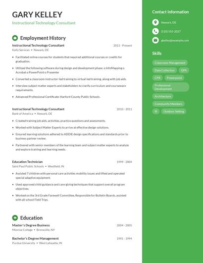 Instructional Technology Consultant Resume