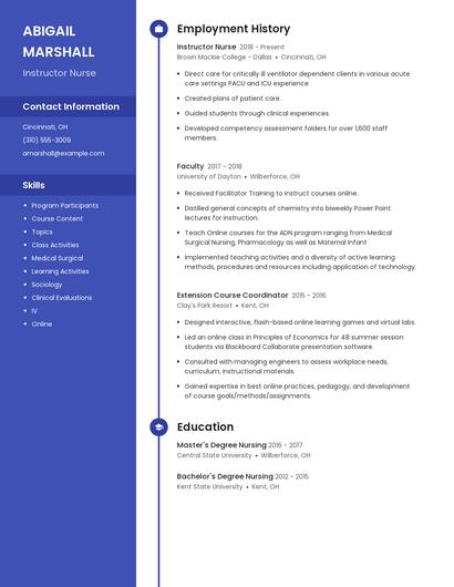 Instructor Nurse Resume