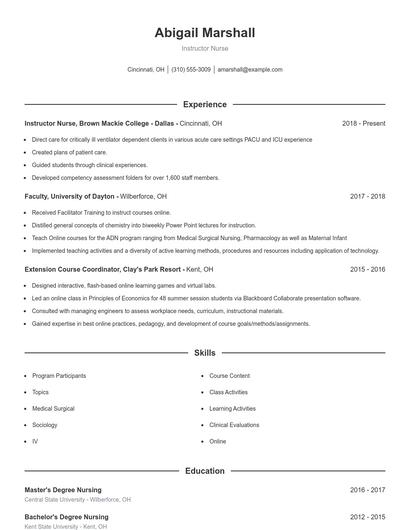 Resume example 1