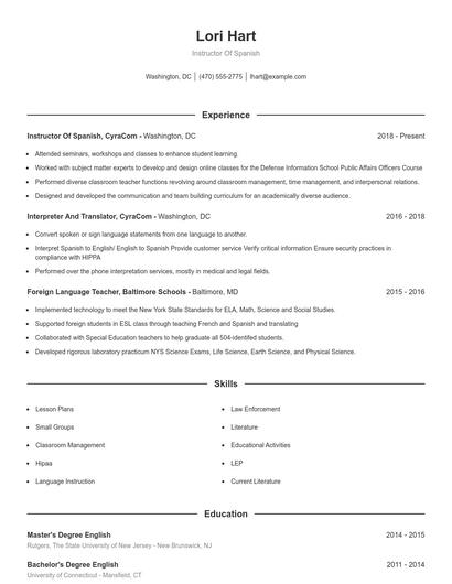 Resume example 1