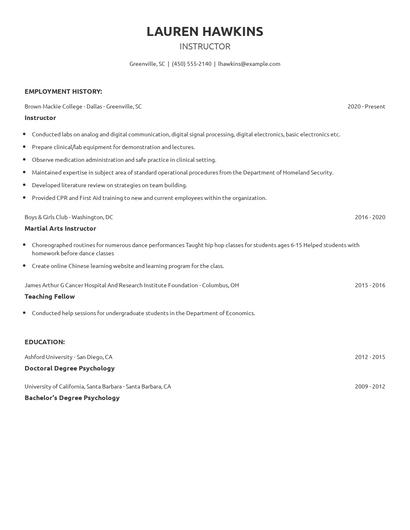 Instructor Resume