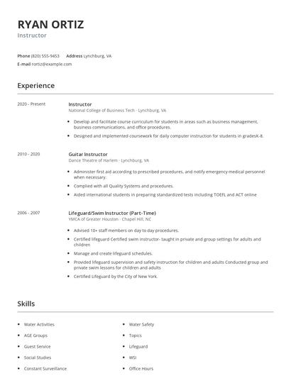 Instructor Resume