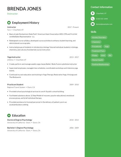 Instructor Resume