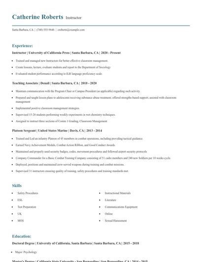 Instructor Resume