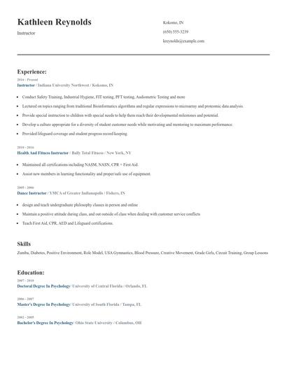 Instructor Resume