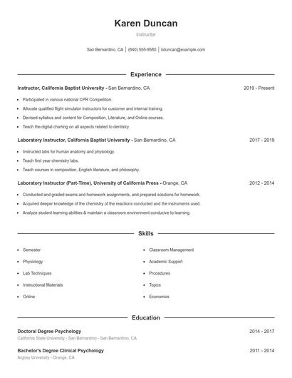 Instructor Resume