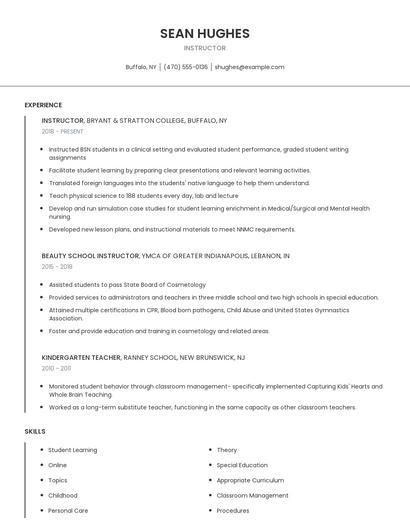 Instructor Resume