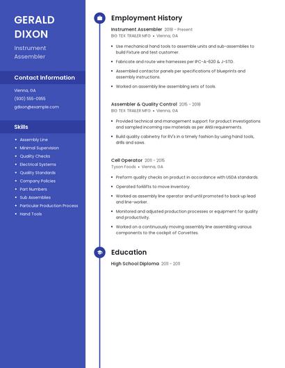 Instrument Assembler Resume