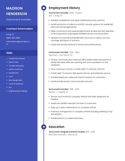 Instrument Installer Resume