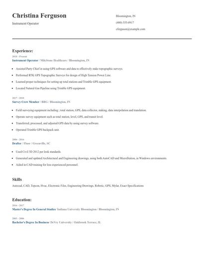 Instrument Operator Resume