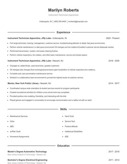 Resume example 1