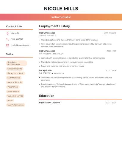 Instrumentalist Resume