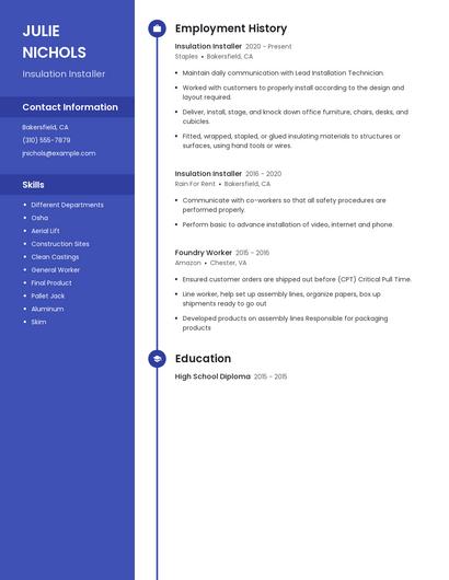 Insulation Installer Resume