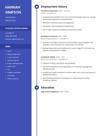 Insulation Mechanic Resume