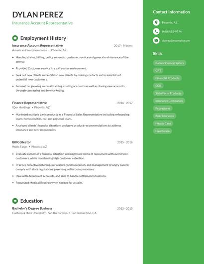 Insurance Account Representative Resume