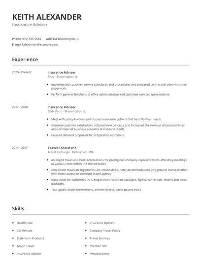 Insurance Adviser Resume