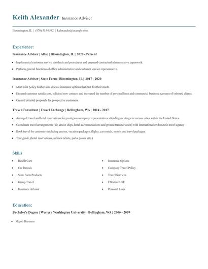 Insurance Adviser Resume