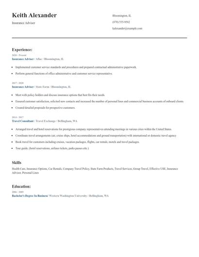 Insurance Adviser Resume