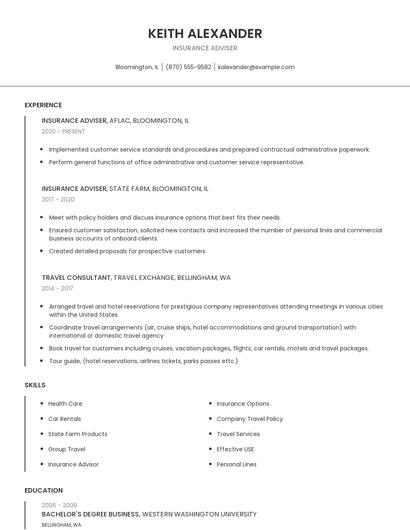 Insurance Adviser Resume